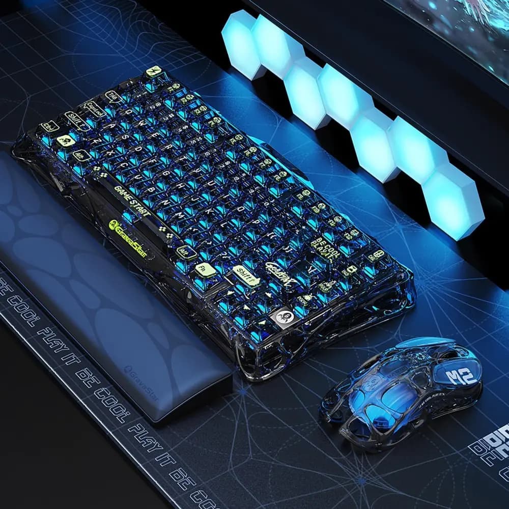 GravaStar Mercury M2 Transparent Black Wireless Gaming Mouse, 26K DPI PAW3395 Sensor, 1KHz Polling Rate, RGB Lighting thumbnail 5