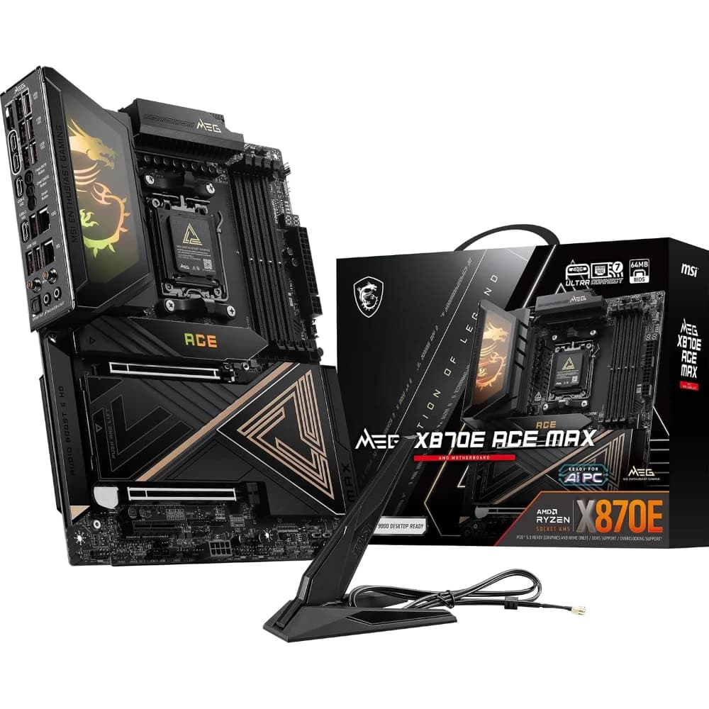 MSI MEG X870E ACE MAX E-ATX Gaming Motherboard for AMD Ryzen, DDR5 9000+ MT/s, PCIe 5.0, 5x M.2, Wi-Fi 7, 10G LAN, USB4