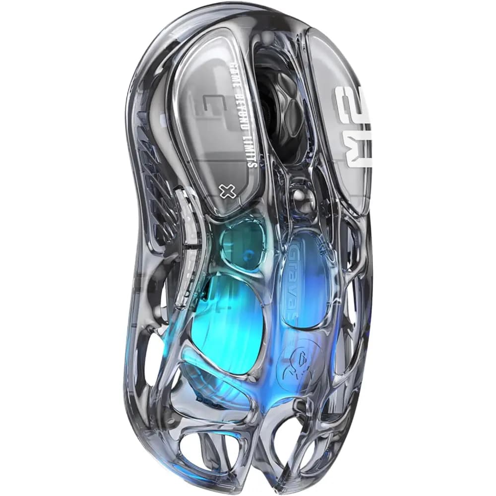 GravaStar Mercury M2 Transparent Black Wireless Gaming Mouse, 26K DPI PAW3395 Sensor, 1KHz Polling Rate, RGB Lighting thumbnail 2