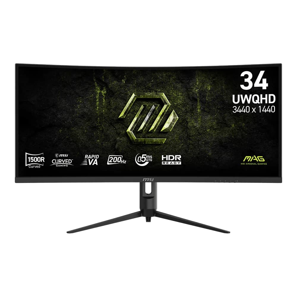 MSI MAG 342CQRF E20 34-Inch Curved Monitor Black , UWQHD 3440x1440, 200Hz, 0.5ms GtG, Rapid VA, 1500R, FreeSync Premium, HDR Ready