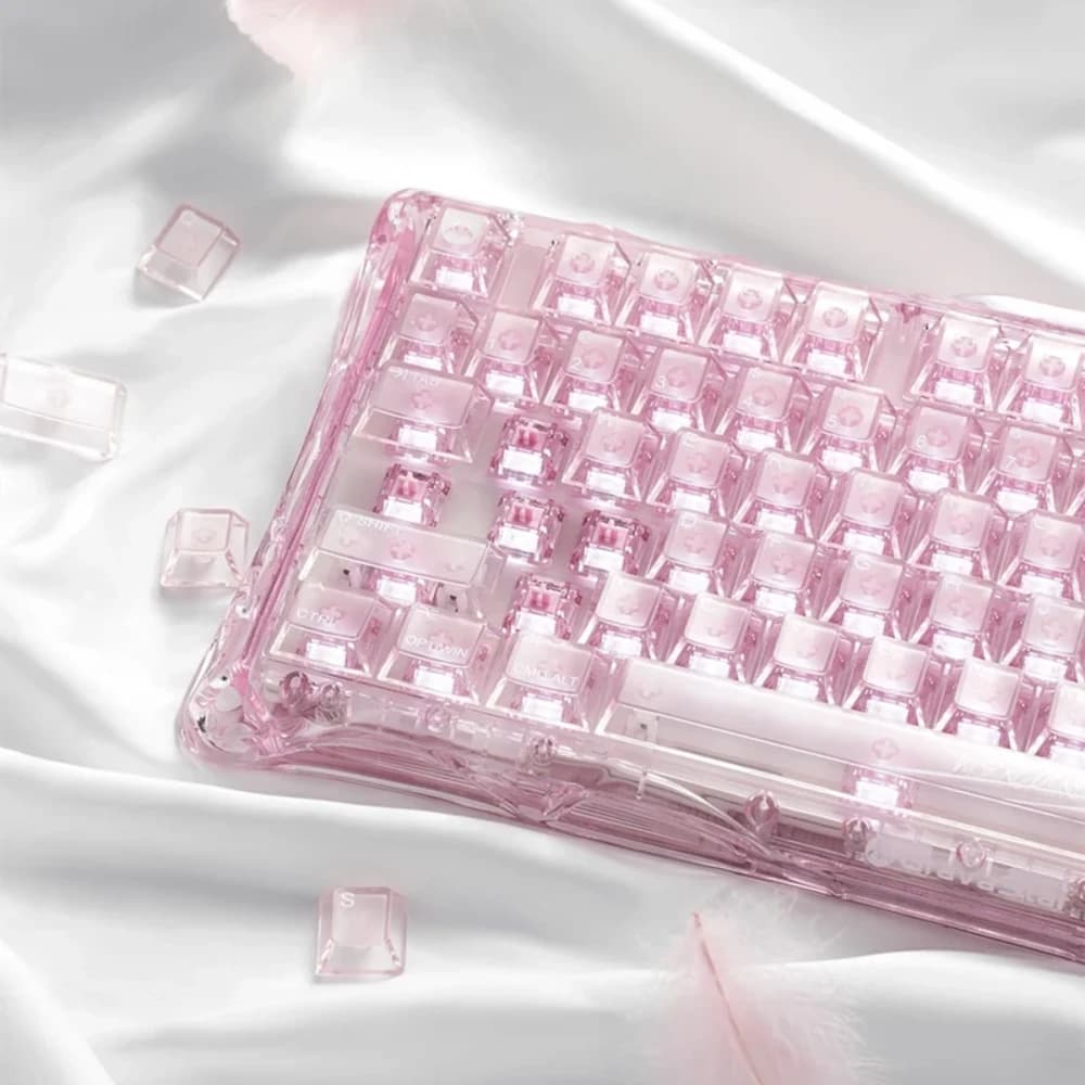 GravaStar Mercury K1 Lite Crystal Rose 75% Wireless Mechanical Gaming Keyboard, 80 Keys, RGB Lighting, Tri-Mode Connectivity, 4000mAh Battery, Custom Linear Switches thumbnail 3