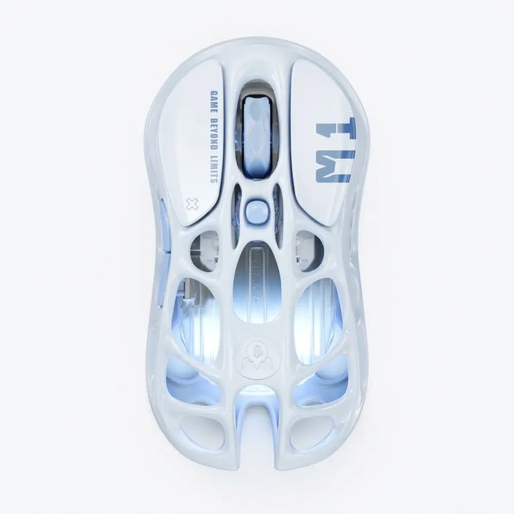 GravaStar Mercury M1 Pro Ice Blue Wireless Gaming Mouse, 26K DPI PAW3395DM Sensor, 4K Receiver, RGB Lighting, 5 Programmable Buttons