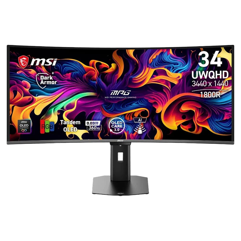 MSI MPG 341CQR QD-OLED X36 34-Inch Curved Gaming Monitor, UWQHD 360Hz, 0.03ms, 5th-Gen QD-OLED, DisplayHDR True Black 500, 1300 Nits, Black