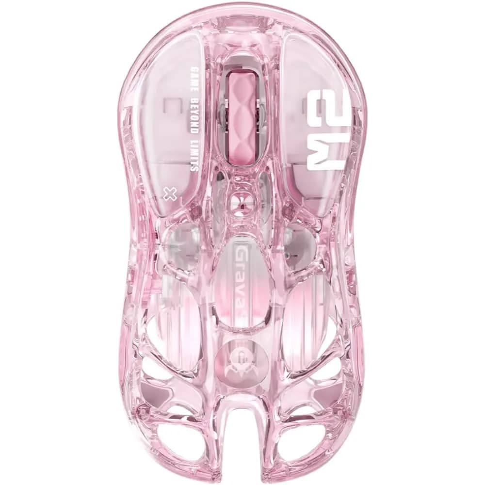 GravaStar Mercury M2 Crystal Rose Wireless Gaming Mouse, Magnesium Alloy, 26K DPI PAW3395DM Sensor, 1KHz Polling Rate, RGB Lighting