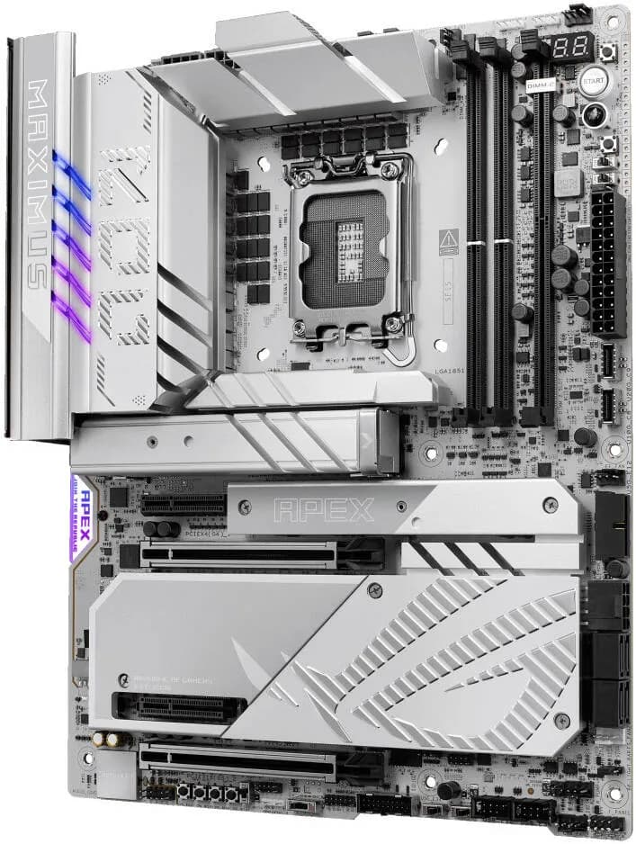 ASUS ROG Maximus Z890 Apex LGA 1851 ATX Motherboard, Intel Z890 Chipset, 2x DDR5 DIMM Slots, Up to 96GB Max Memory, Wi-Fi 7 & BT 5.4, 2x PCIe 5.0 x16 Slots, 6x M.2 Slots, White | 90MB1IP0-M0EAY0 thumbnail 2