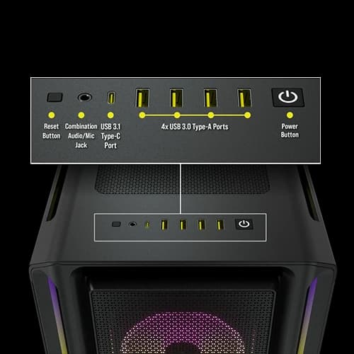 CORSAIR iCUE 5000T RGB Mid-Tower ATX PC Case, Tempered Glass, 360mm Radiator, 3x120mm Fan Included, 7 + 2 Vertical Expansion Slots thumbnail 4