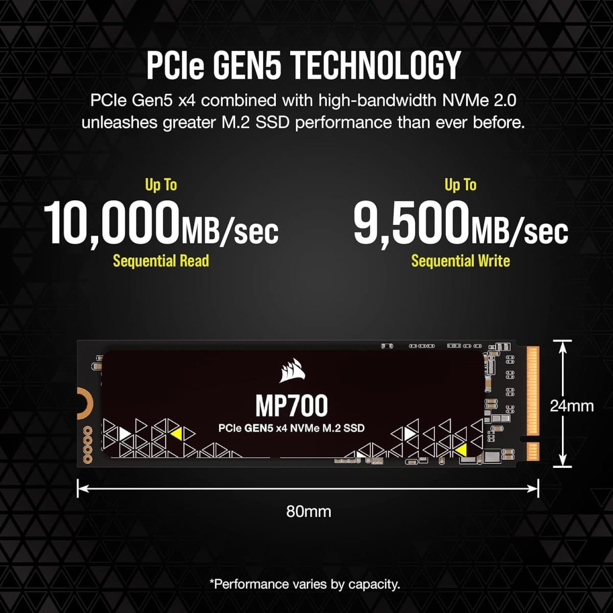 Corsair MP700 2TB PCIe 5.0 (Gen 5) x4 NVMe M.2 SSD, Up to 9500MB/s Max Read & Up to 8500MB/s Max Write Speed, 3D TLC NAND Flash thumbnail 5
