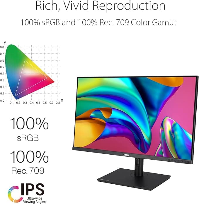 ASUS ProArt Display PA328QV Professional Monitor – 31.5-inch, IPS, WQHD (2560 x 1440), 100% sRGB, 100% Rec.709, Color Accuracy ΔE < 2, Calman Verified, Ergonomic Stand thumbnail 3
