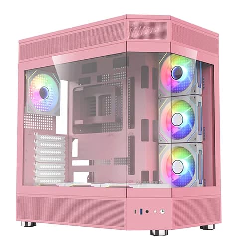 Acegeek Icecube Pink Computer Case, CPU Cooler Height 165mm, ATX/M-ATX/ITX, I/O Ports, HDD/SSD thumbnail 2