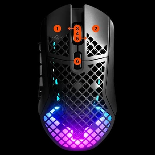 SteelSeries Aerox 9 Wireless Gaming Mouse, Ultra Lightweight Super-Fast MOBA/MMO, AquaBarrier, 18-button programmable layout, Bluetooth 5.0, 3 RGB Zone, 180H Battery Life, USB-C, Onyx thumbnail 4