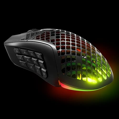 SteelSeries Aerox 9 Wireless Gaming Mouse, Ultra Lightweight Super-Fast MOBA/MMO, AquaBarrier, 18-button programmable layout, Bluetooth 5.0, 3 RGB Zone, 180H Battery Life, USB-C, Onyx