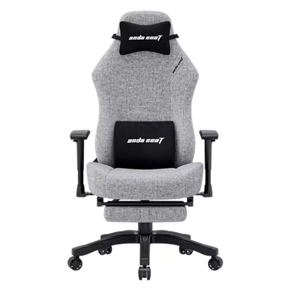 AndaSeat Luna Pro Gaming Chair with Footrest Gray, Fabric Linen Upholstery Material, 1D Armrest, 60mm Casters w/PU Rubber, Class 4 Hydraulic Pistons, 90° to 160° Adjustable Backtilt