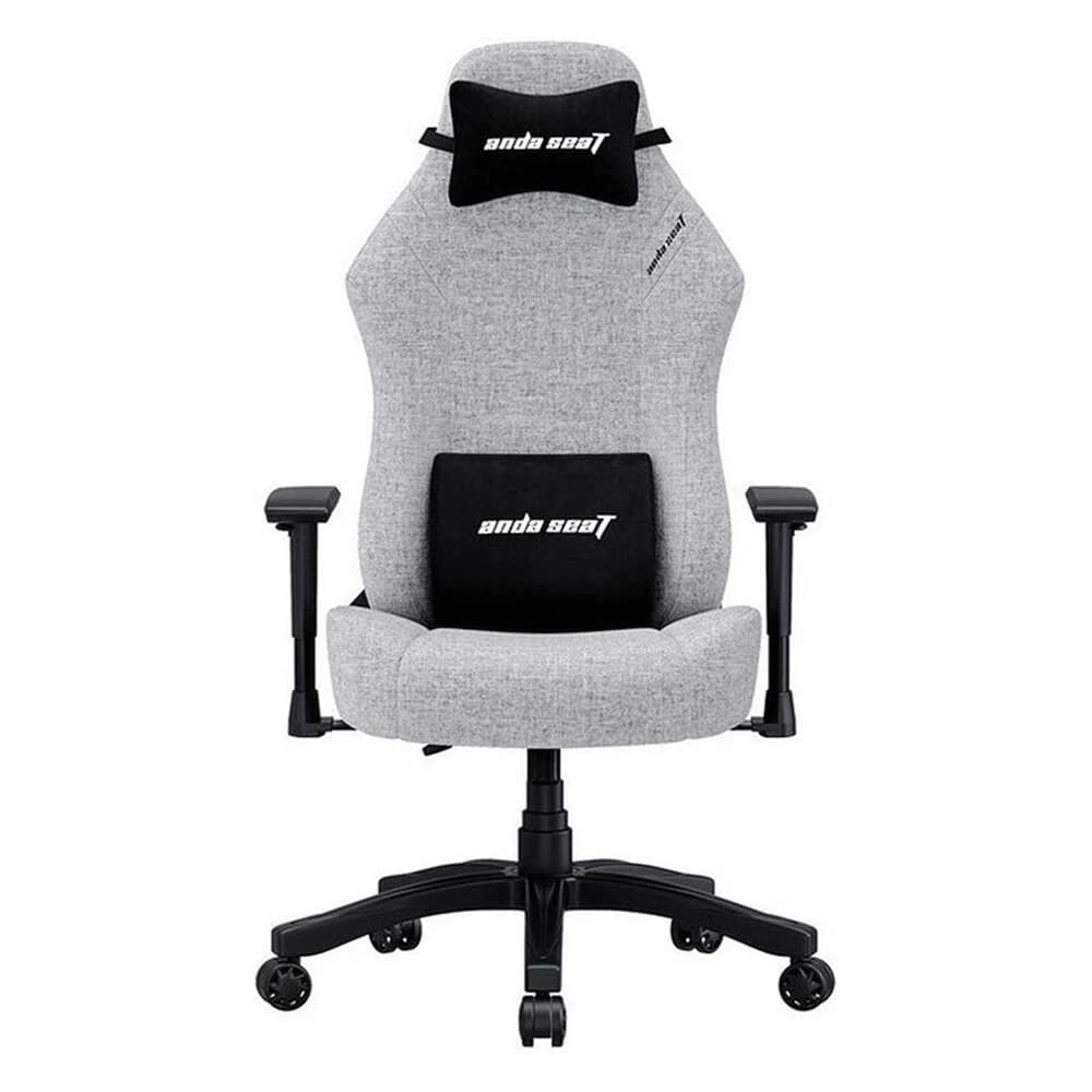 AndaSeat Luna Fabric Gaming Chair Gray, Fabric Linen Upholstery Material, 1D Armrest, PU Rubber, Class 4 Hydraulic Pistons, 90° to 160° Backtilt