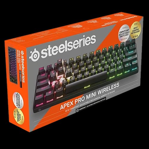 SteelSeries Apex Pro Mini Wireless Gaming Keyboard, Infinitely Customizable, Untethered Speed, 11x Faster Response Time, OmniPoint 2.0 Adjustable HyperMagnetic Switches