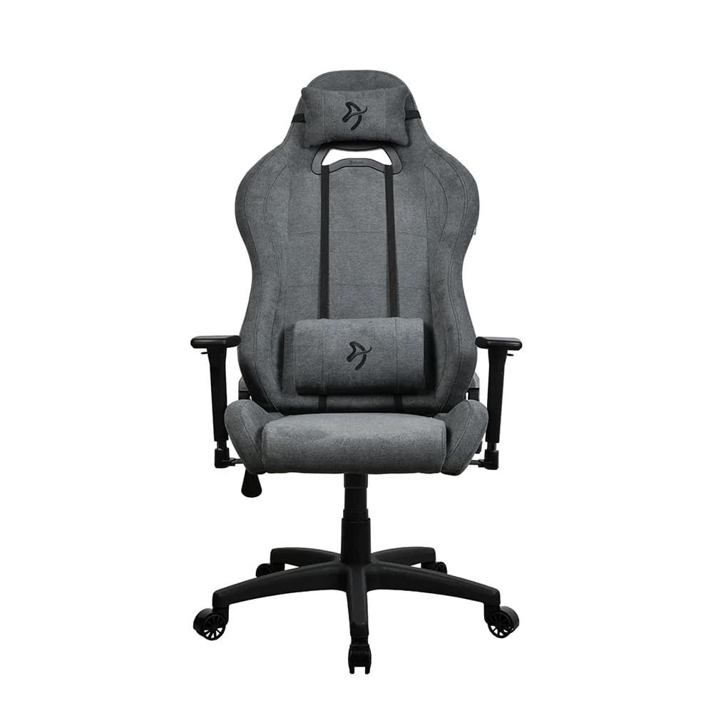 Arozzi Torretta Series Gaming Chair Ash, Soft Fabric Material, 3D Armrests, Adjustable Height & Backrest, Adjustable Lumbar Pillow