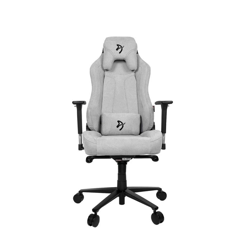 Arozzi Vernazza Light Gray Gaming Chair, Soft Fabric Material, 3D Armrests, Rocking & Lock-Tilt Function, Adjustable Height & Backrest