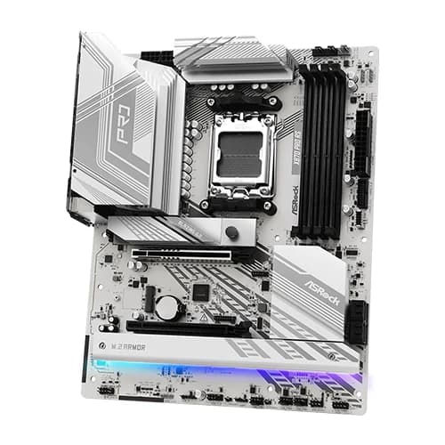 ASRock X870 Pro RS AMD Motherboard, AMD X870 Chipset, 4x DDR5 DIMM Slots, 256GB Memory, 1x PCIe 5.0 x16 Slot, ATX Form Factor thumbnail 2