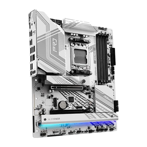 ASRock X870 Pro RS AMD Motherboard, AMD X870 Chipset, 4x DDR5 DIMM Slots, 256GB Memory, 1x PCIe 5.0 x16 Slot, ATX Form Factor thumbnail 3