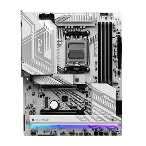 ASRock X870 Pro RS AMD Motherboard, AMD X870 Chipset, 4x DDR5 DIMM Slots, 256GB Memory, 1x PCIe 5.0 x16 Slot, ATX Form Factor thumbnail 4
