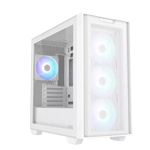 ASUS A21 PLUS ARGB White Case, Micro-ATX, Mini-ITX, 1 x 2.5" Bay, 2 x 2.5"/3.5" Combo Bay Drive Bays, Front I/O Port, Maximum CPU Cooler Height 165 mm | 90DC00H3-B19010