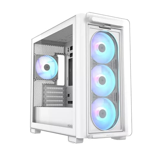 ASUS A23 PLUS ARGB White Case, Micro-ATX Mini-ITX,  1 x 2.5" Bay 2 x 2.5"/3.5" Combo Bay, 165mm Maximum CPU Cooler Height, Front I/O Port | 90DC00K3-B19010