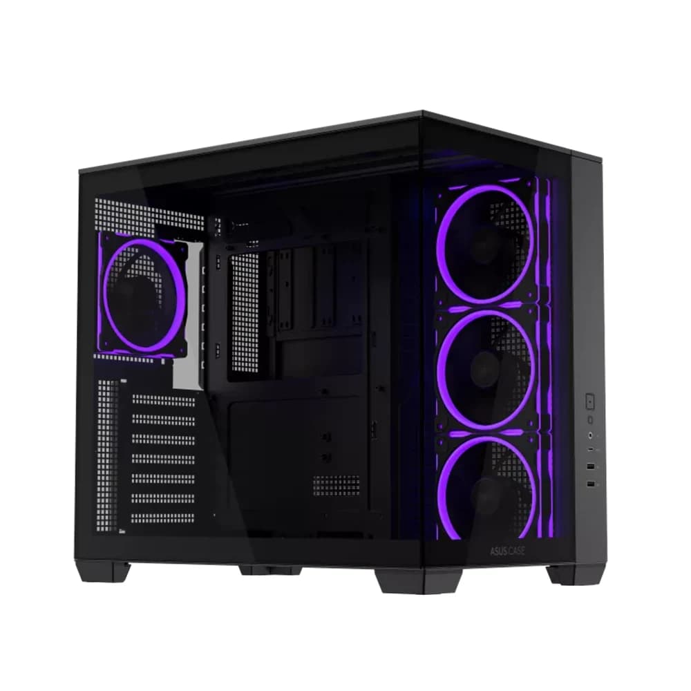 ASUS A32 PLUS ATX Computer Case Black, 4x Pre-Installed aRGB Fans, Up to 360mm Radiator & 10x 120mm Fan Support, 270° Panoramic View, Detach Side Panels thumbnail 2