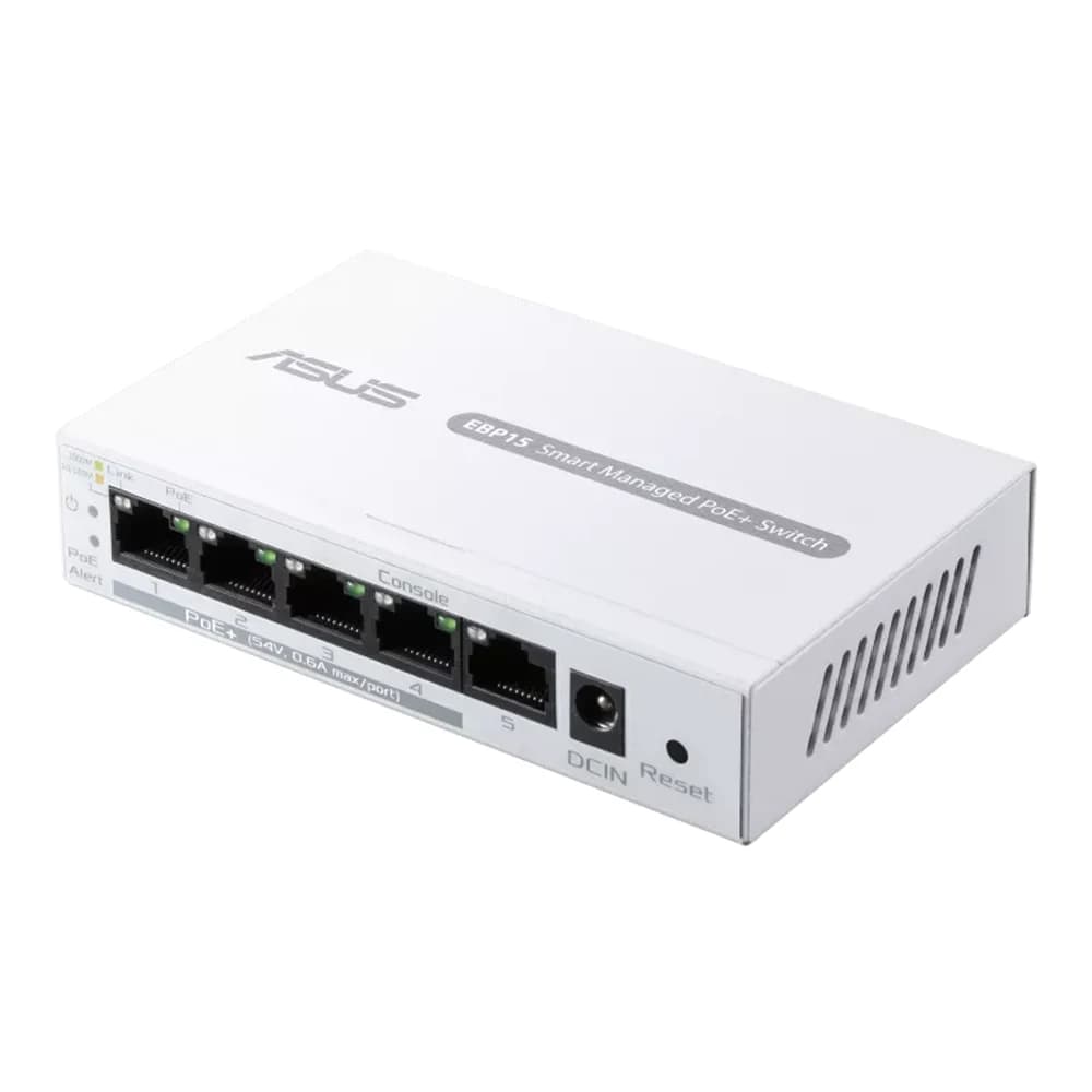 ASUS ExpertWiFi EBP15 Smart Managed PoE+ Switch – 5-Port Gigabit, 4 PoE+ Ports, 60W Power, PoE Priority for APs, IP Cameras & VoIP Phones, Easy Centralized App Management thumbnail 2