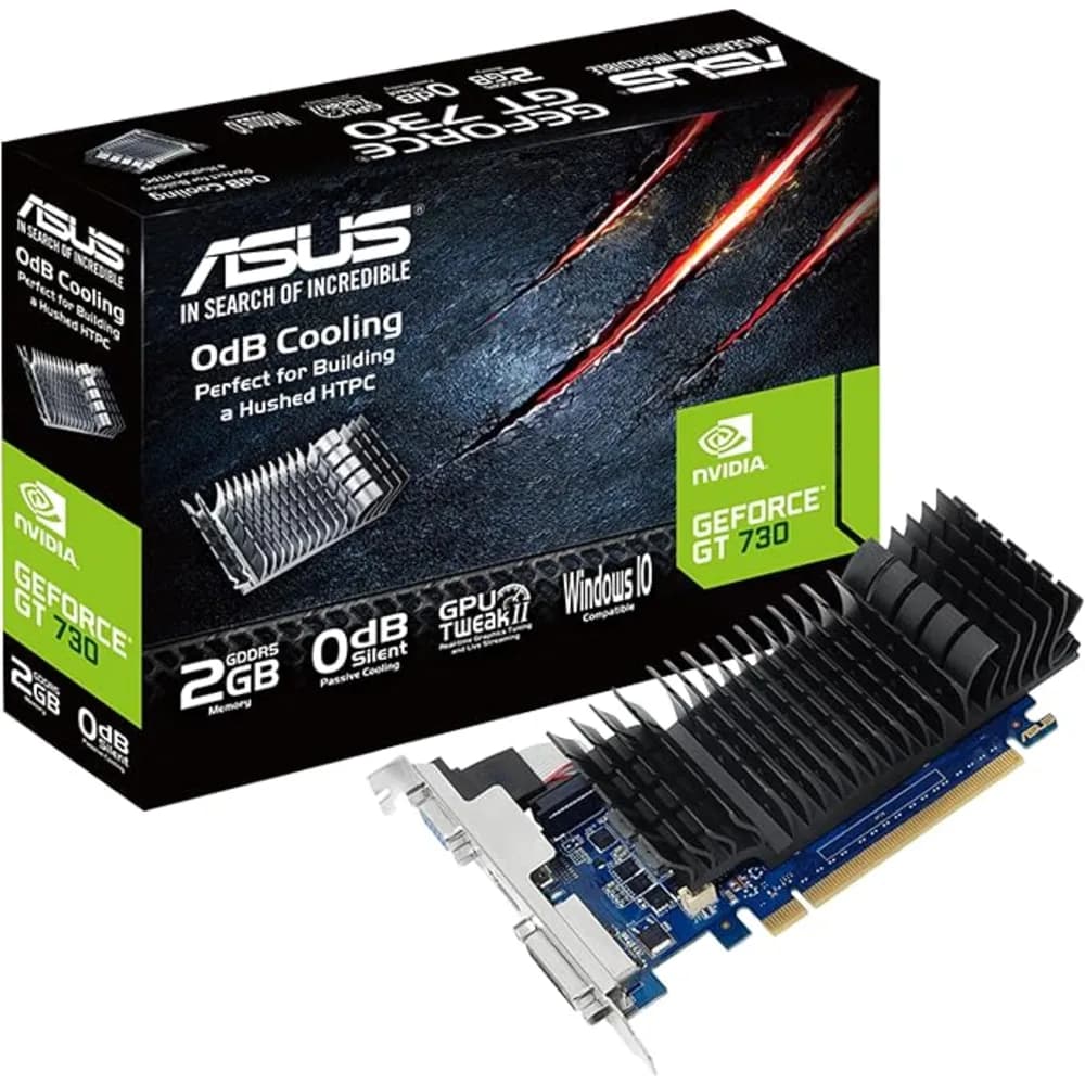 ASUS NVIDIA GeForce GT 730 2GB GDDR5 Graphics Card, PCIe 2.0, 4X HDMI Ports, Single-Slot Design, Passive Cooling