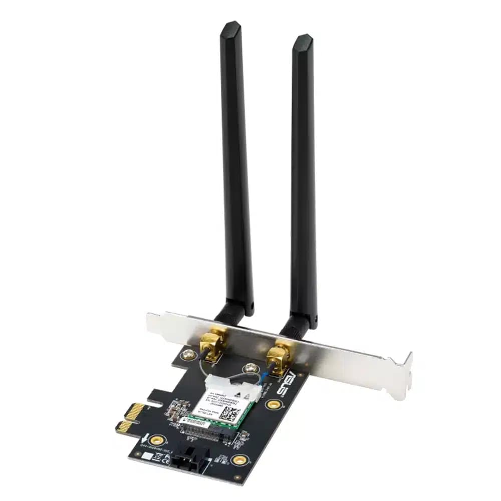 ASUS PCE-BE6500 WiFi 7 PCI-E Adapter, 2 External Antennas, Supporting 6GHz Band, 4096-QAM, Bluetooth 5.4, WPA3 Network Security