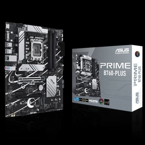 ASUS PRIME B760-PLUS Motherboard, LGA 1700, PCIe 5.0, three PCIe 4.0 M.2 slots, DDR5, Realtek 2.5Gb Ethernet, SATA 6 Gbps, USB 3.2 Gen 2x2 Type-C, Thunderbolt (USB4) support, Aura Sync | 90MB1EF0-M0EAY0