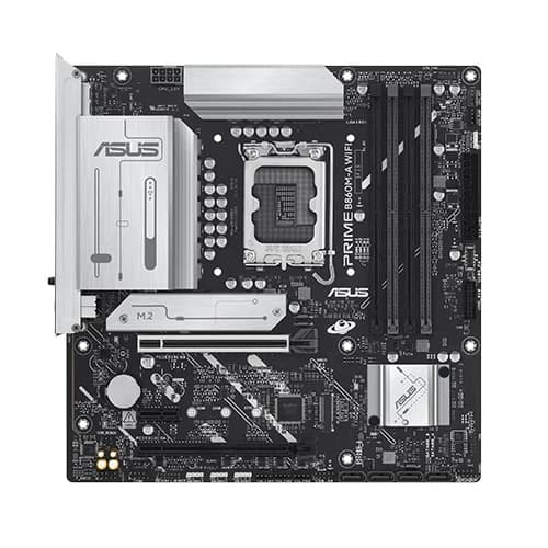 ASUS PRIME B860M-A WIFI Motherboard, Intel B860 Chipset, 4x DIMM slots, max. 256GB, DDR5, 1x PCIe 5.0 x16 slot, micro-ATX Form Factor