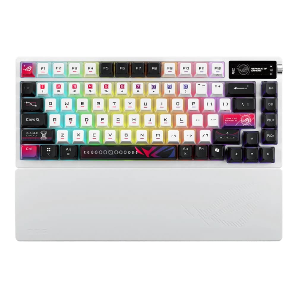 ASUS ROG Azoth X 75% Custom Gaming Keyboard, Hot-swappable Switches, Gasket Mount, FR4 Positioning Plate, Tri-mode Connection, OLED Display