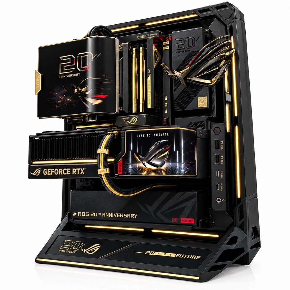 ASUS ROG Edition 20 Gaming PC with RTX 5090 32GB GDDR7, Ryzen 9 9950X3D2, 48GB RAM & 4TB Samsung 9100 PRO SSD