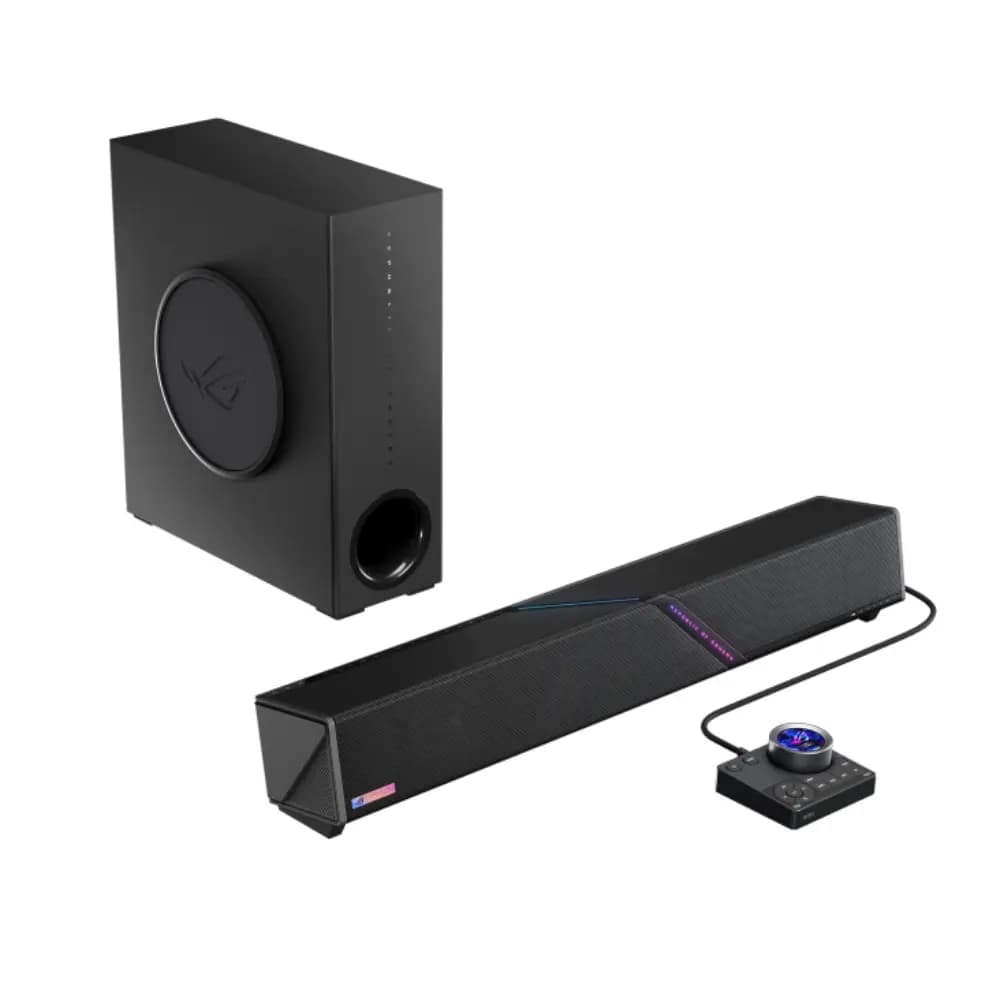 ASUS ROG Gjallar Gaming Soundbar Black, Dolby Atmos, 65W Wireless Subwoofer, HDMI 2.1 eARC, 4K 120Hz Pass-Through, Bluetooth 5.3, USB-C thumbnail 2