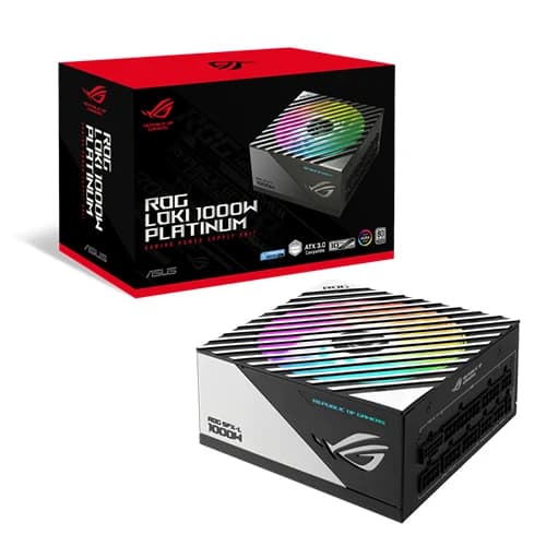 Asus Rog Loki SFX-L 1000W Power Supply, 80 Plus Platinum, Fully Modular, PCIe Gen 5.0, 120mm ARGB-Illuminated Fan & Aura Sync, ROG Heatsinks, 0dB Fan Button