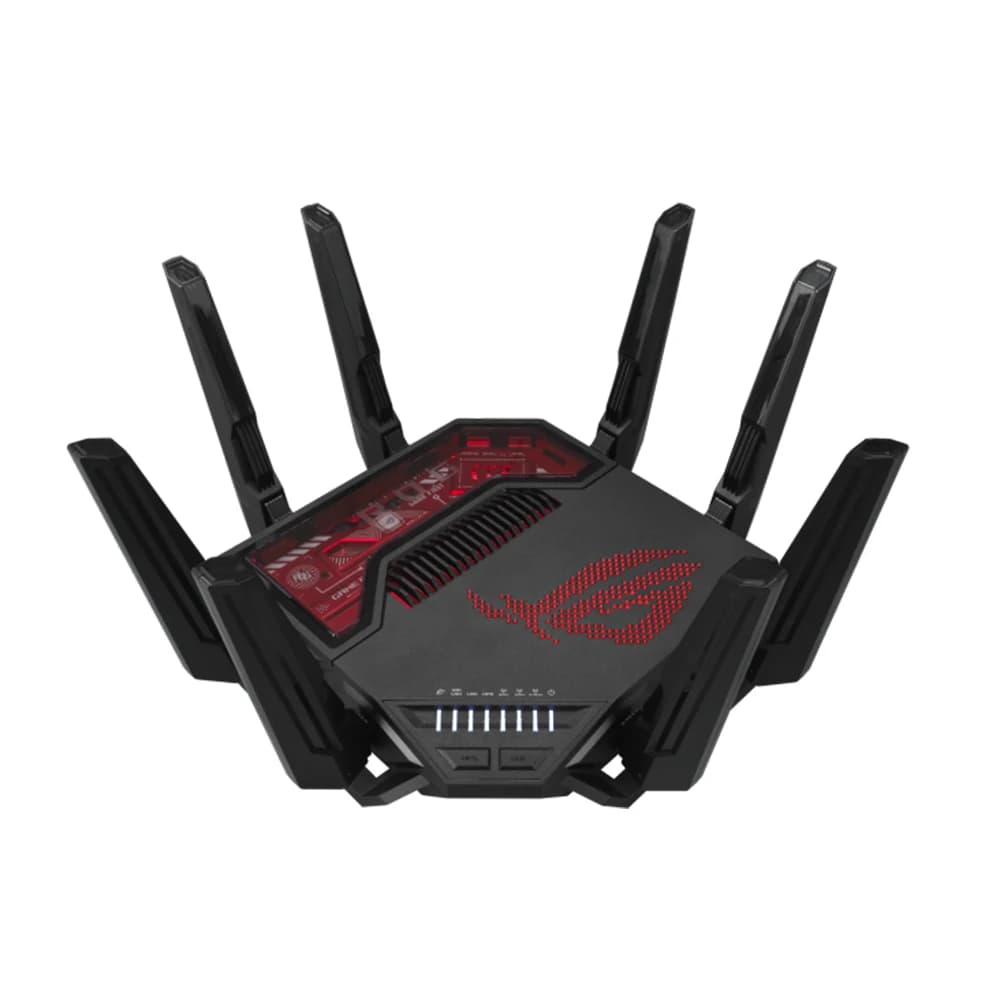 ASUS ROG Rapture GT-BE19000 Router, AiMesh router, Wi-Fi 7 Tri-Band, External antenna x8, 2.6GHz quad-core, 256MB Flash and 2GB RAM
