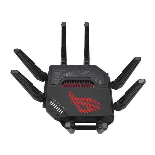 Asus ROG Rapture GT-BE98 Gaming Router, Quad-Band WiFi 7, Supports 320MHz with Speeds of Up to 25 Gbps, Dual 10G Port, Mobile Game Mode, AiMesh & VPN Features thumbnail 2