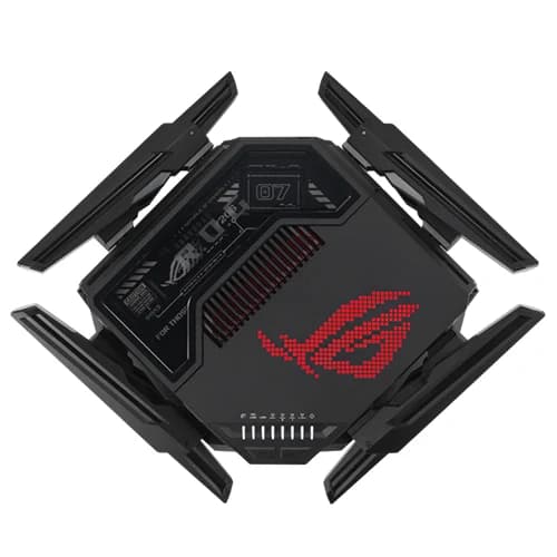 Asus ROG Rapture GT-BE98 Gaming Router, Quad-Band WiFi 7, Supports 320MHz with Speeds of Up to 25 Gbps, Dual 10G Port, Mobile Game Mode, AiMesh & VPN Features thumbnail 3