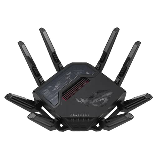 Asus ROG Rapture GT-BE98 Gaming Router, Quad-Band WiFi 7, Supports 320MHz with Speeds of Up to 25 Gbps, Dual 10G Port, Mobile Game Mode, AiMesh & VPN Features thumbnail 4
