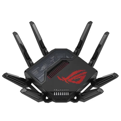 Asus ROG Rapture GT-BE98 Gaming Router, Quad-Band WiFi 7, Supports 320MHz with Speeds of Up to 25 Gbps, Dual 10G Port, Mobile Game Mode, AiMesh & VPN Features