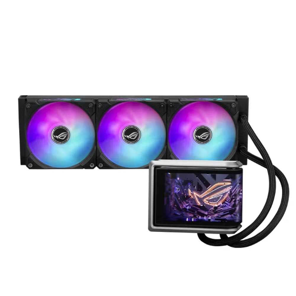 ASUS ROG RYUO IV 360 ARGB CPU Cooler, 6.67" AMOLED Display, Air Flow: 56.66 CFM, 3x Fan Slots (120mm), PWM/ DC thumbnail 2