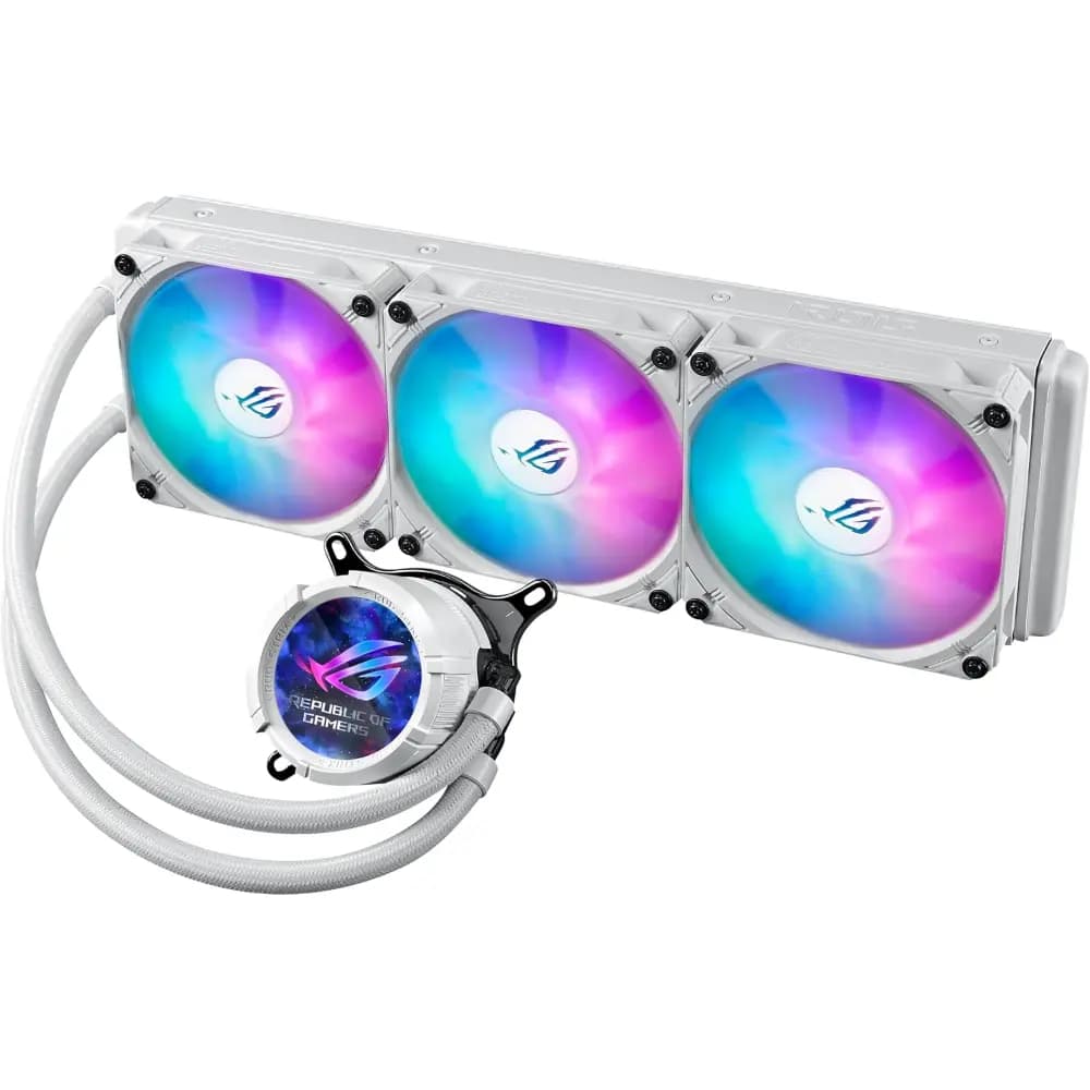Asus ROG STRIX LC III 360 ARGB LCD White Edition CPU Liquid Cooler, AMD & Intel, 400mm Radiator, PWM/DC, 3x Fan Slots 120mm, Aura Sync thumbnail 2