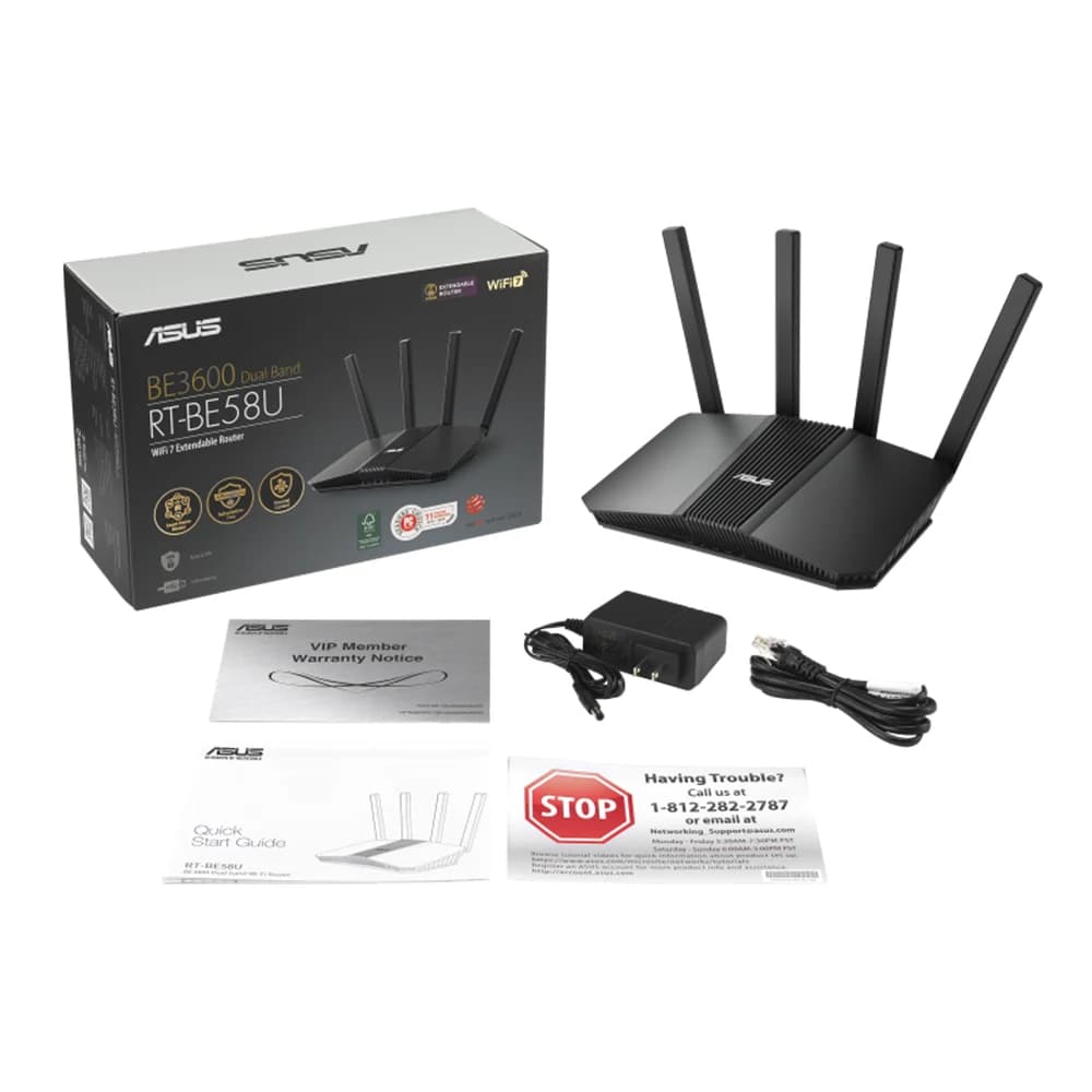 ASUS RT-BE58U Router, 2.4GHz / 5GHz Frequency, OFDMA, Beamforming, 4096-QAM High Data Rate, 256 MB Flash & 1 GB RAM Memory