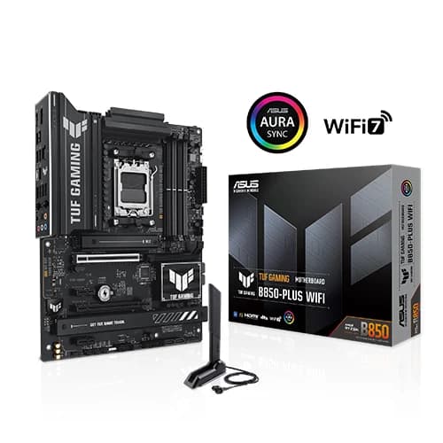 ASUS TUF GAMING B850-PLUS WIFI Motherboard, AMD B850 Chipset, 4x DIMM slots 192GB DDR5, 1x PCIe 5.0x16 slot, ATX Form Factor