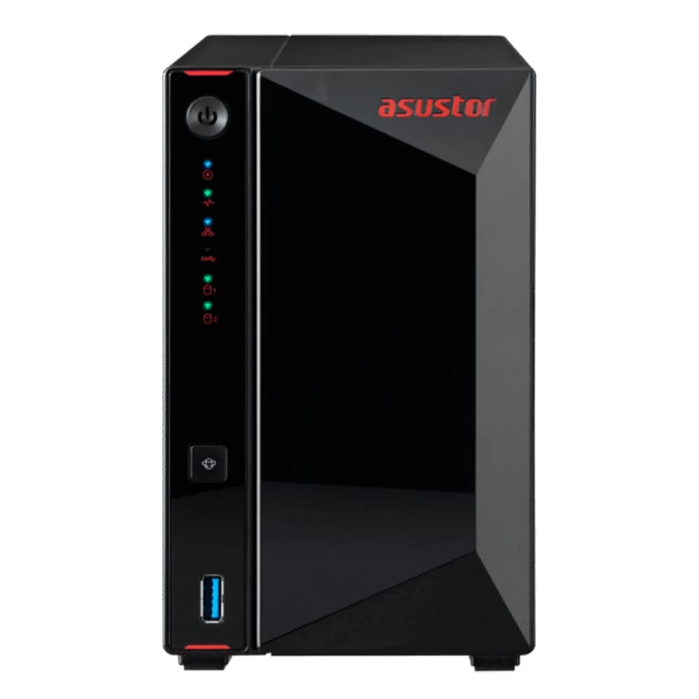 ASUSTOR AS5202T Nimbustor 2 NAS, 2-Bay, Intel Celeron Dual-Core, 2GB RAM, Dual 2.5GbE Ports, HDMI 2.0a, 4K Media Transcoding, Tool-Free Drive Bays