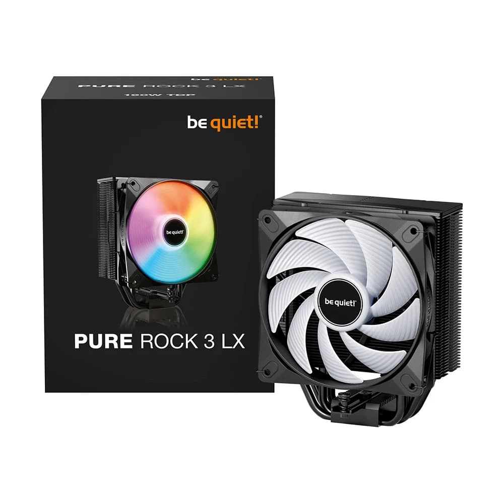 Be Quiet Pure Rock 3 LX CPU Cooler, 120mm Light Wings LX Fan, 2000 RPM Fan Speed, 61.8 CFM Airflow, Rifle Bearing Technology, 4 High-Performance 6mm Heat Pipes with HDT Technology, Black