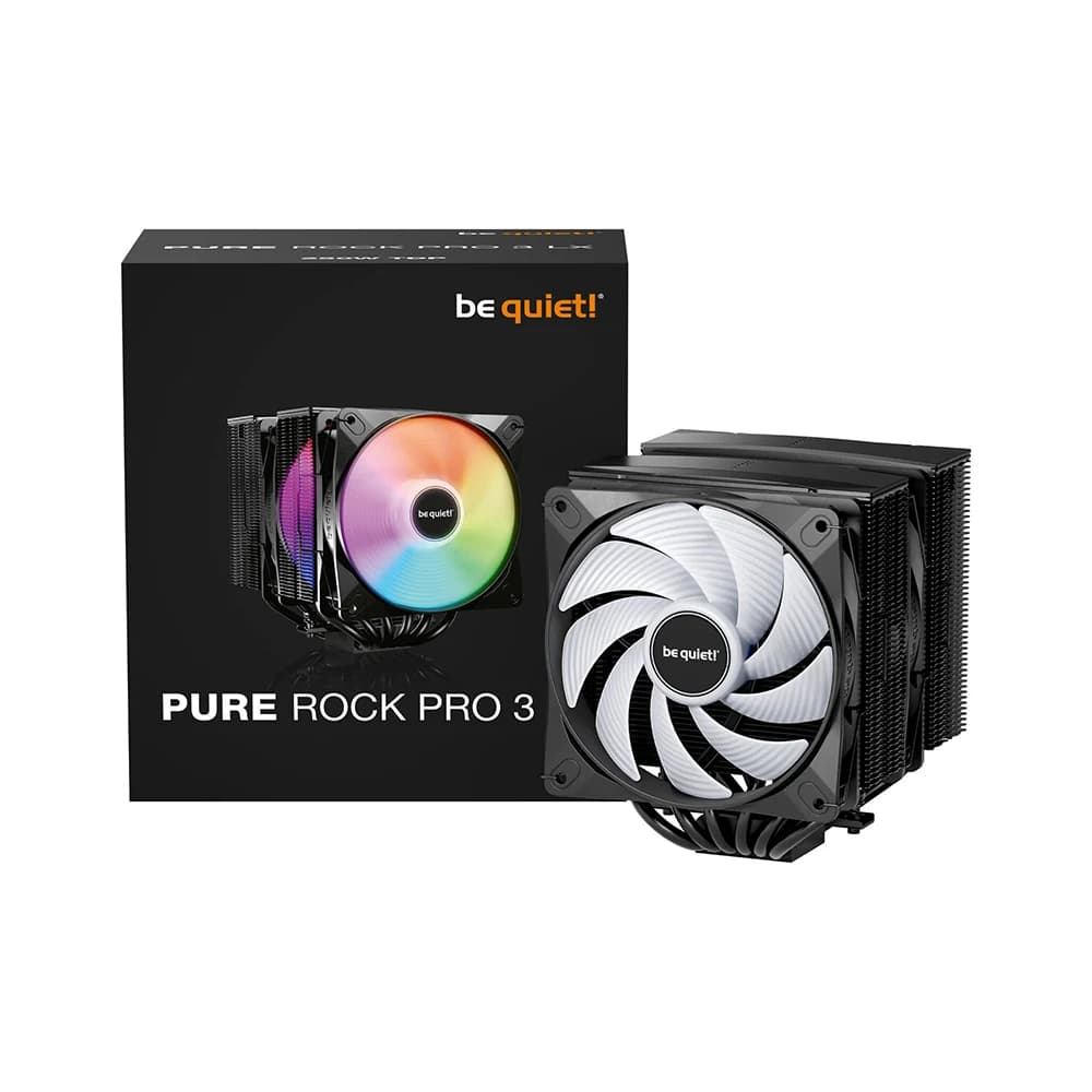 Be Quiet Pure Rock Pro 3 LX CPU Cooler, 120mm Light Wings LX Fan, 2000 RPM Speed, 61.8 CFM Airflow, Rifle Bearing Technology, 6 High-Performance 6mm Heat Pipes with Nickel-Plated Base, Black