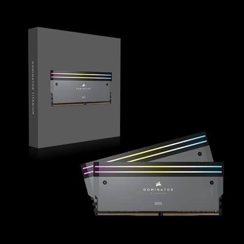 Corsair Dominator Titanium RGB 64GB 32x2 DDR5 AMD Expo Memory Kit, DRAM 6000MT/s CL30, 40-40-40-77 SPD Latency, 4800MHz SPD Speed, 6000 MT/s Tested Speed  | Grey