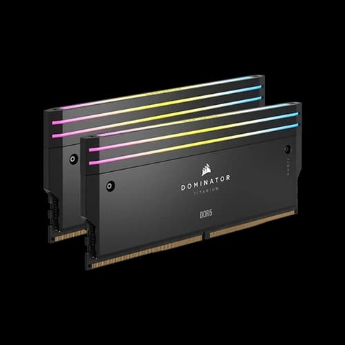 Corsair Dominator titanium rgb 2x16gb 32GB ddr5 Dram 6400MHz cl32 intel xmp memory kit, cmp32gx5m2b6400c32, 4800MHz SPD Speed, 1.40V Tested Voltage - Black thumbnail 3
