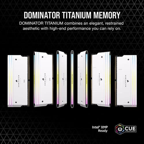 Corsair Dominator Titanium DDR5 6400MHz RAM, 64GB (2x32GB), CL32 Intel XMP ICUE compatible - White thumbnail 3